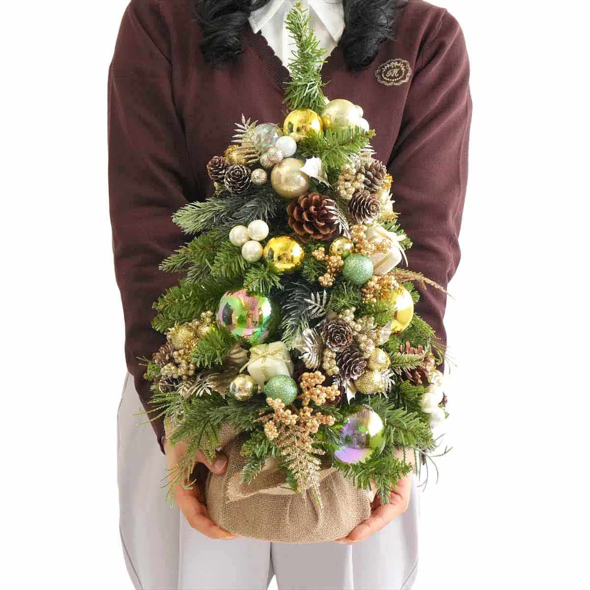 ★58-43-4-2 デコレーション卓上ミニツリー 50cmゴールド