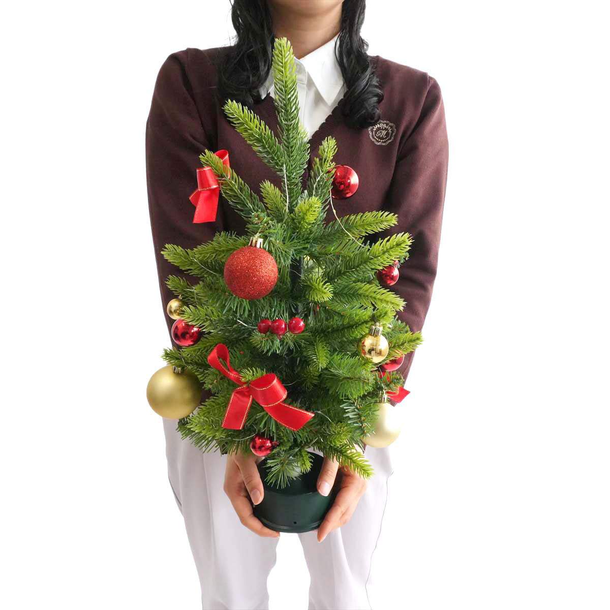 ★58-44-1-1 LED回転クリスマスツリー レッド53cm