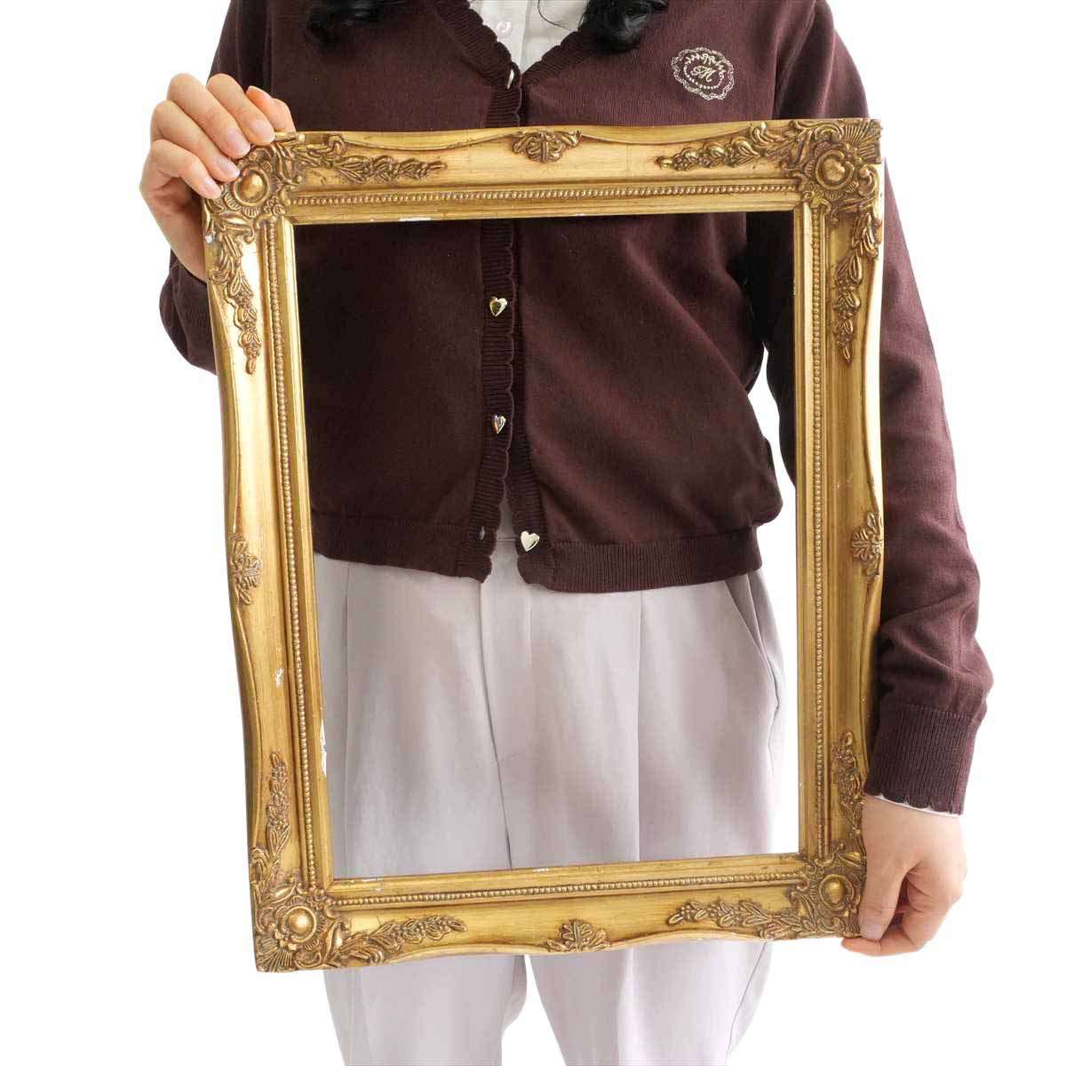 ★58-58-10-4 アンティークスタイルフレーム大 ゴールド