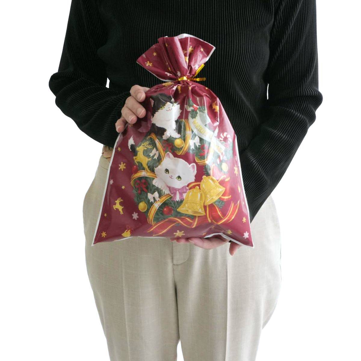 ★58-143-6-1 20枚 ギフトバッグ ヴィンテージキャット 幅26×高さ37cm