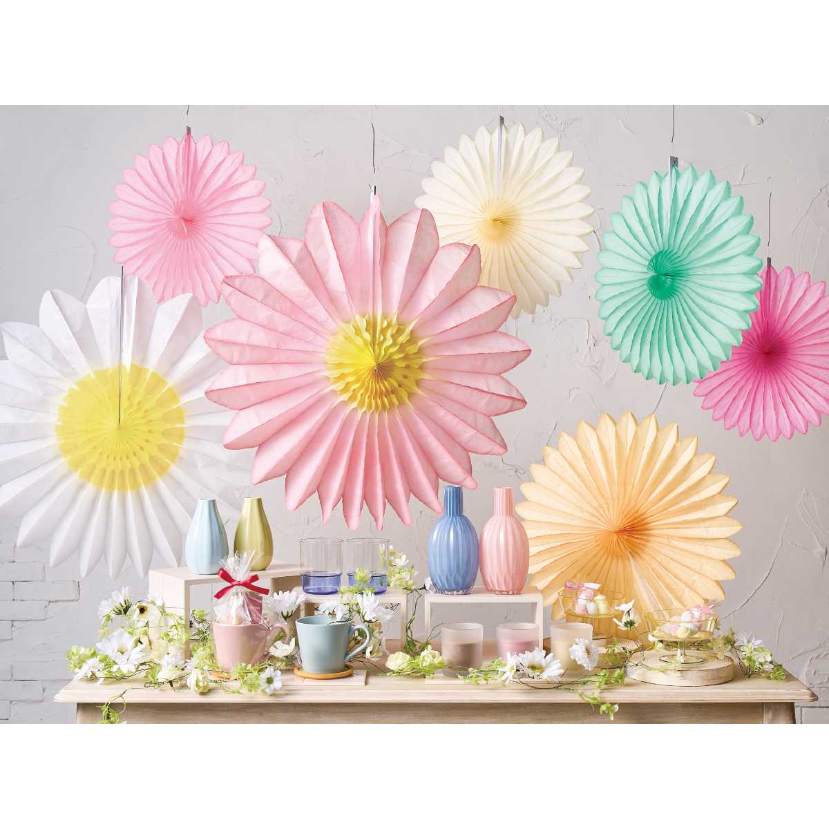 ★53-14-1-2 ハニカムフラワーファン67cm(サーモン)