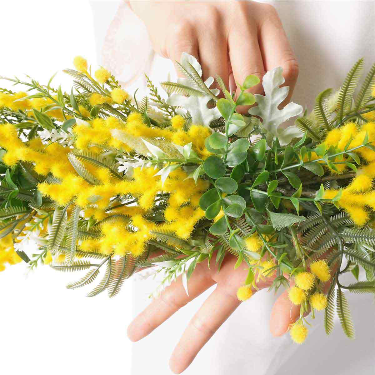 ★53-18-5-1 ミモザ造花ワイドスワッグ