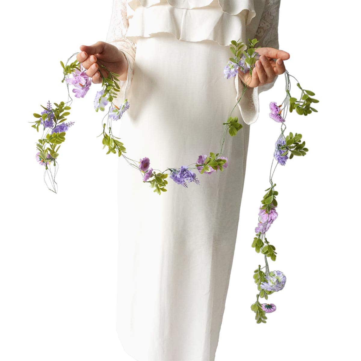 ★53-20-9-4 2本 フラワー造花ガーランドセット(パープル)