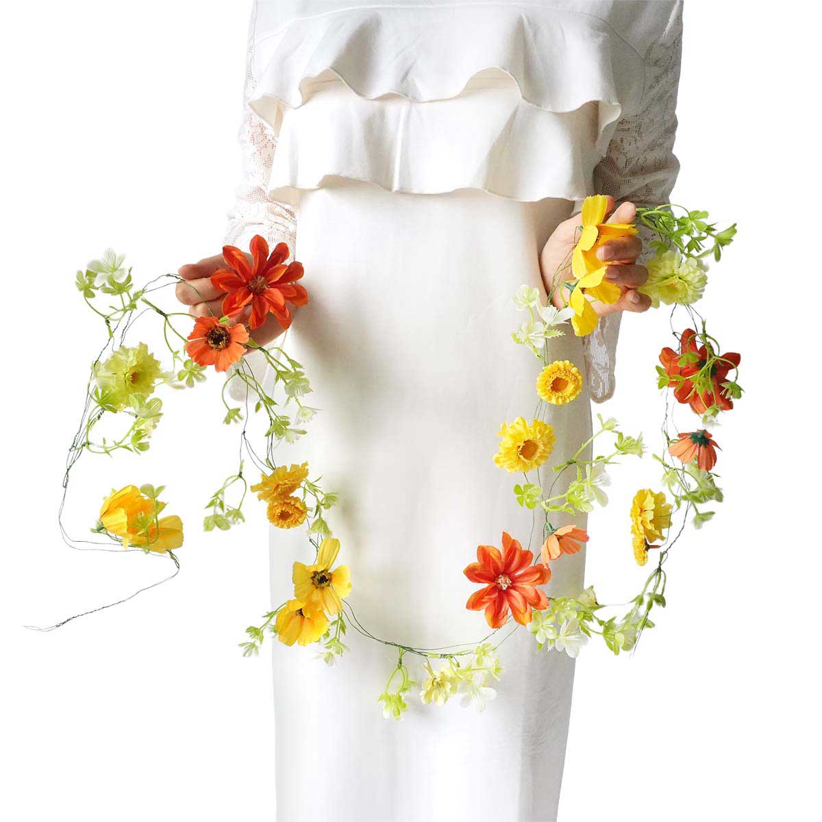 ★53-20-9-5 2本 フラワー造花ガーランドセット(イエロー)