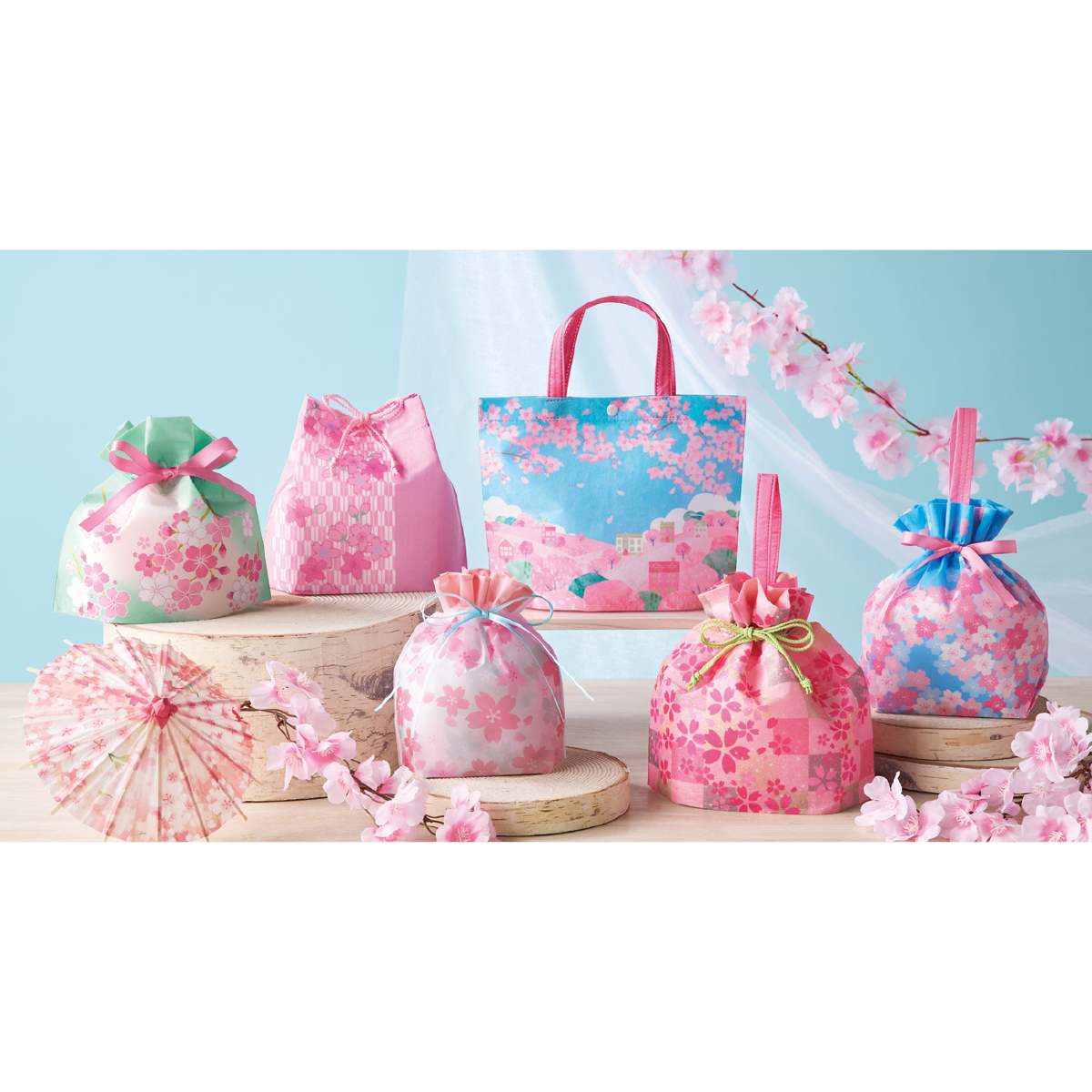 ★53-27-3-1 フロスト巾着バッグ さくら