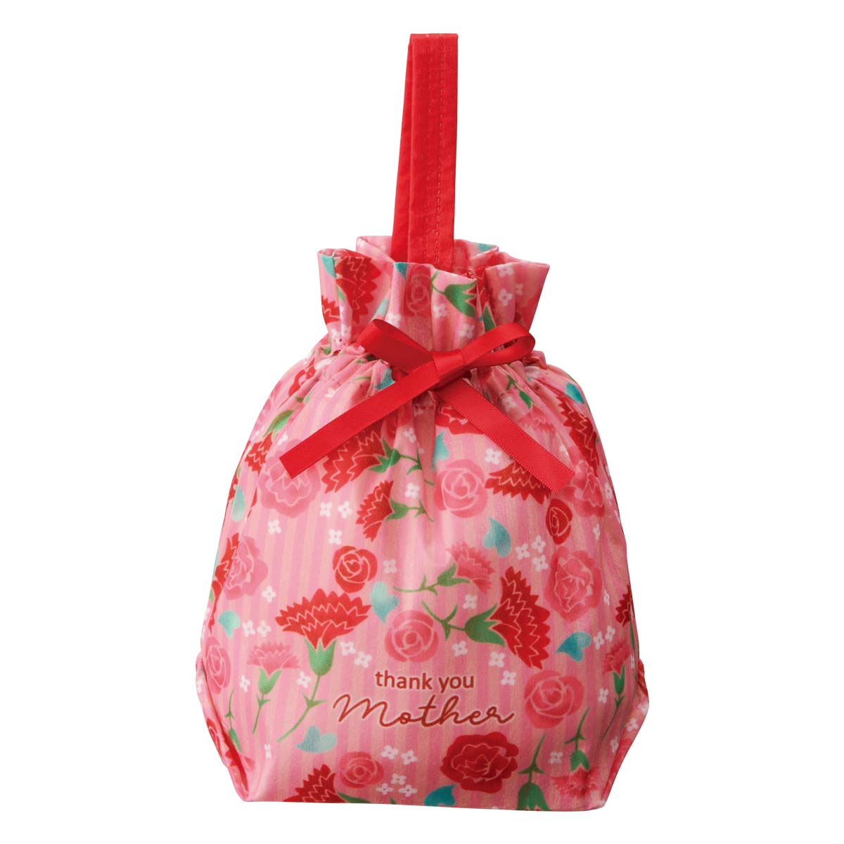 ★53-50-3-1 20枚 手提げ巾着 母の日カーネーション