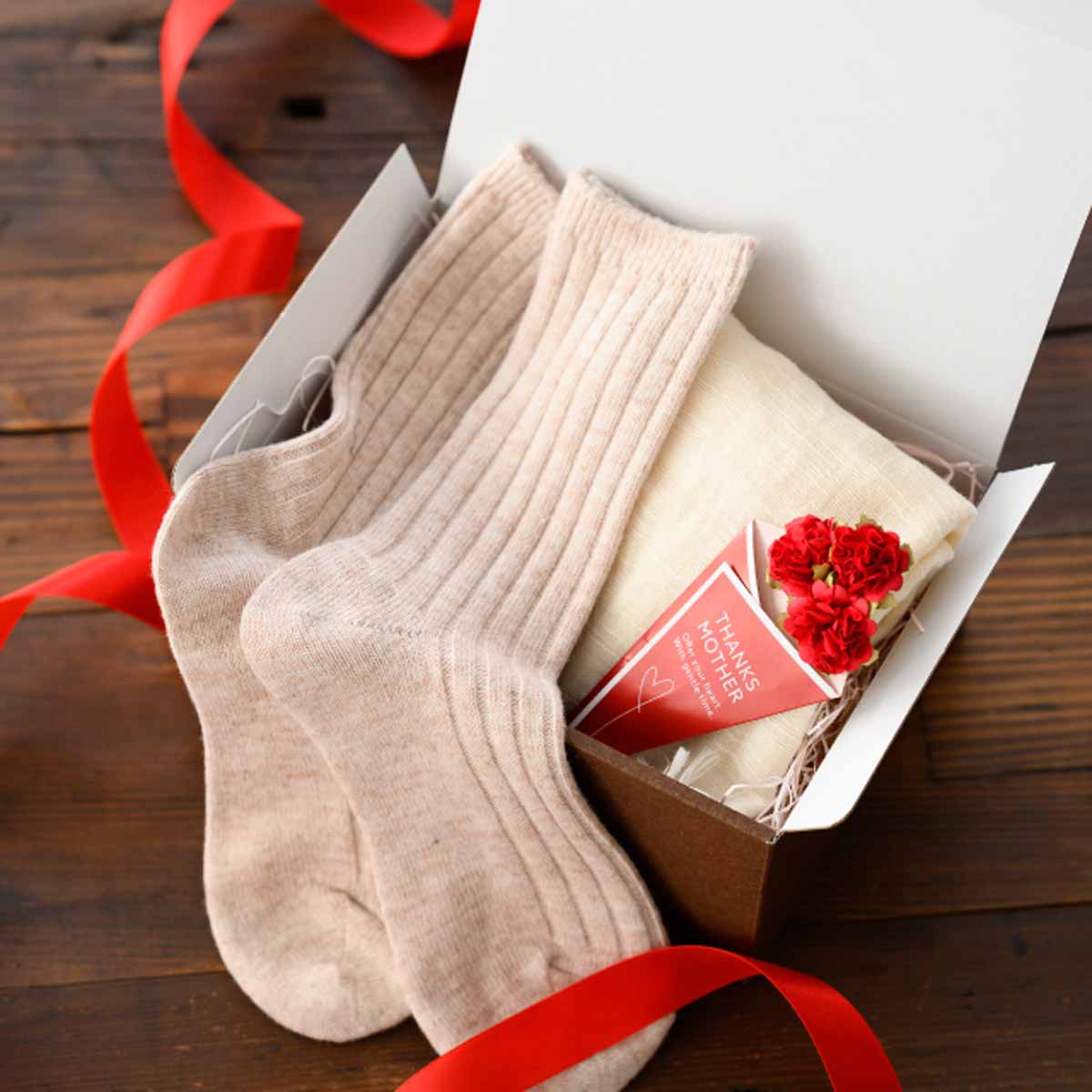 ★53-51-1-8 母の日メッセージカード(カーネーション レッド)