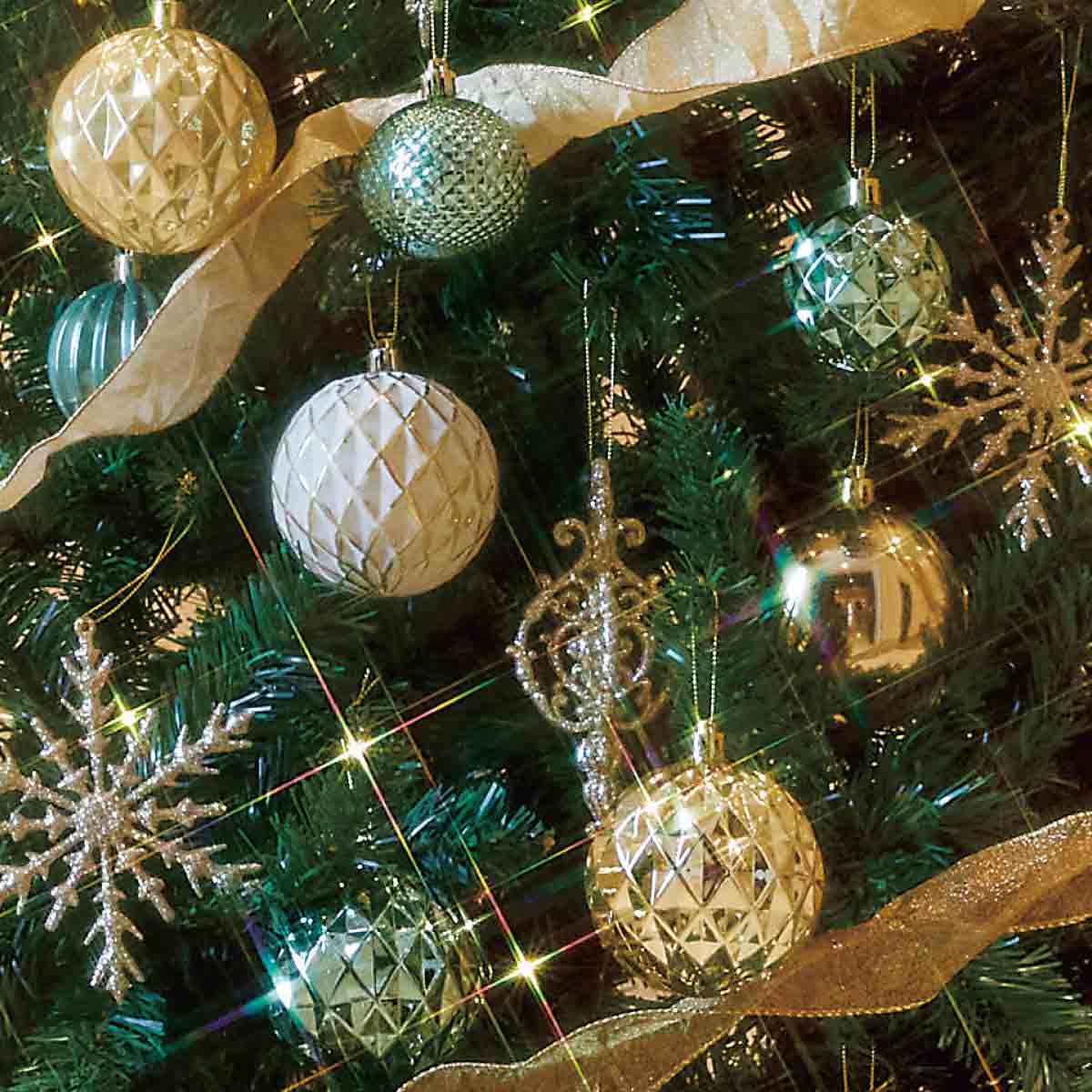 ★58-8-2-4 クリスマスツリーセット ゴールドグリーン高さ240cm