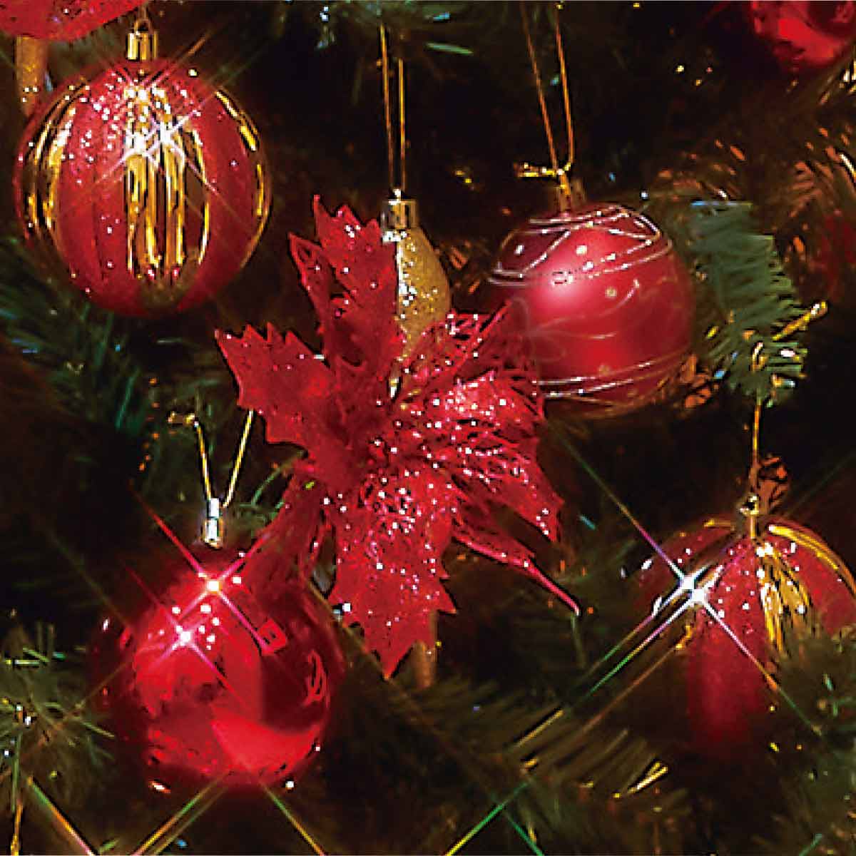 ★58-12-1-3 木製ベースクリスマスツリーセット レッド高さ210×幅112cm