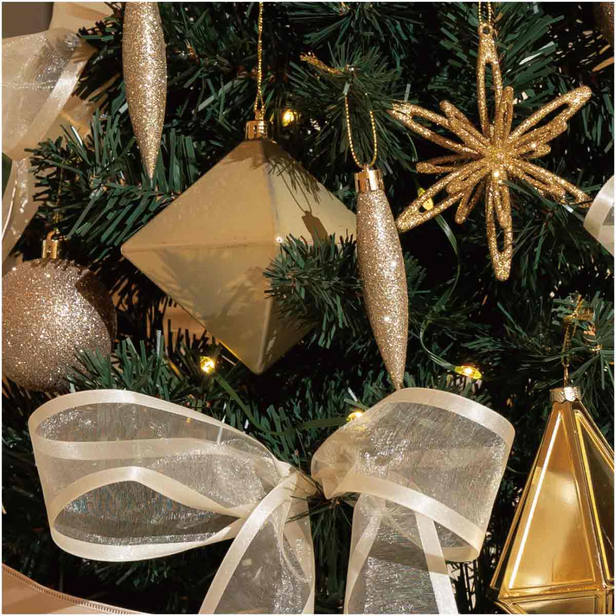 ★58-15-1-3 木製ベース スリムクリスマスツリーセット ゴールド高さ210×幅86cm