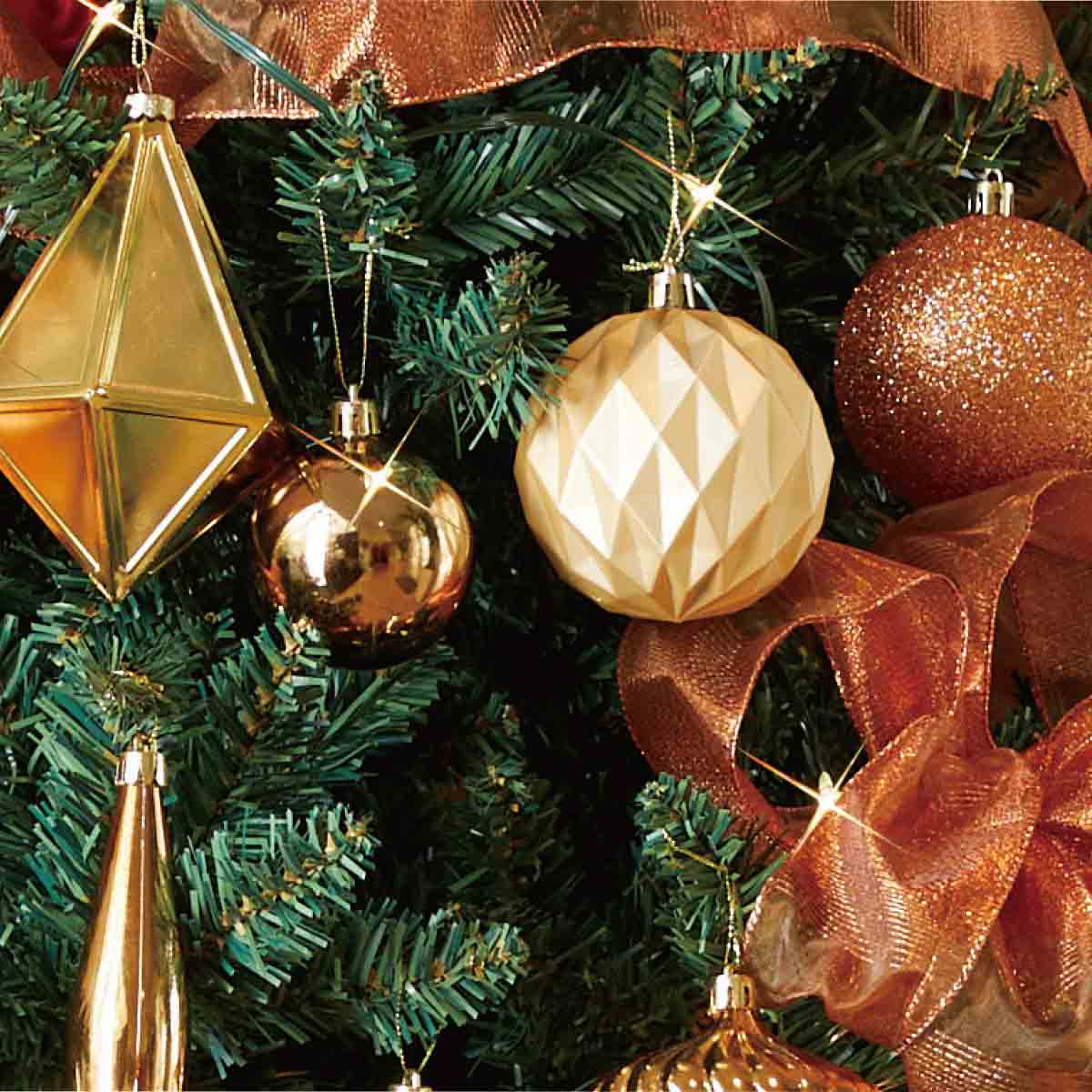 ★58-18-1-3 ゴージャスクリスマスツリーセット コパーゴールド高さ240×幅132cm