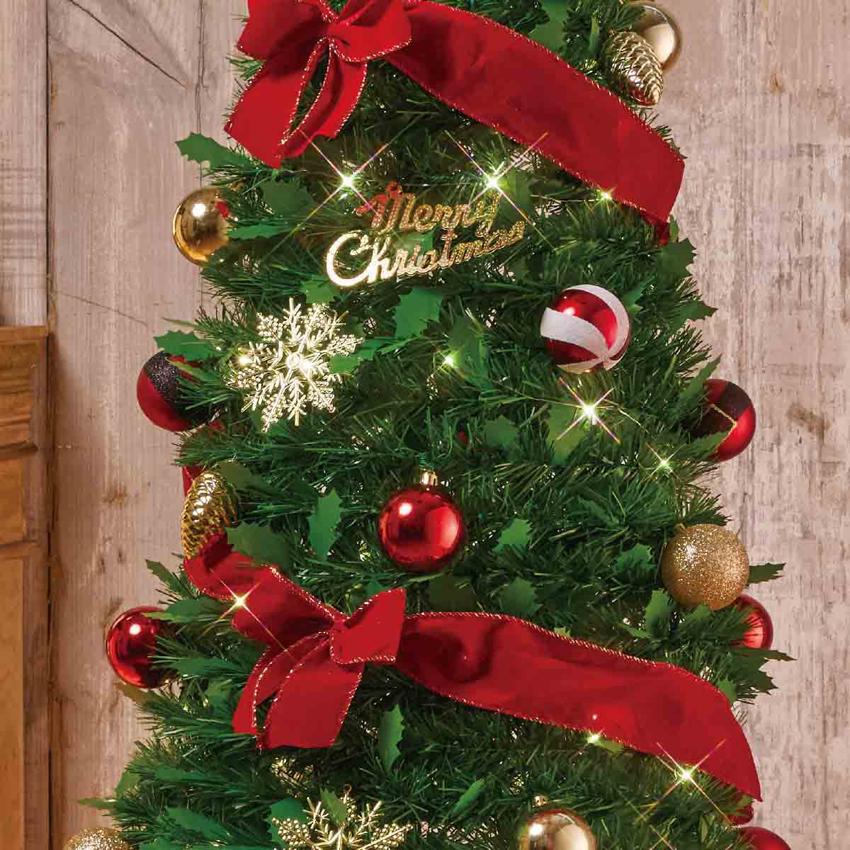 ★58-25-4-1 ライト付きポップアップクリスマスツリー レッド高さ150×幅60cm