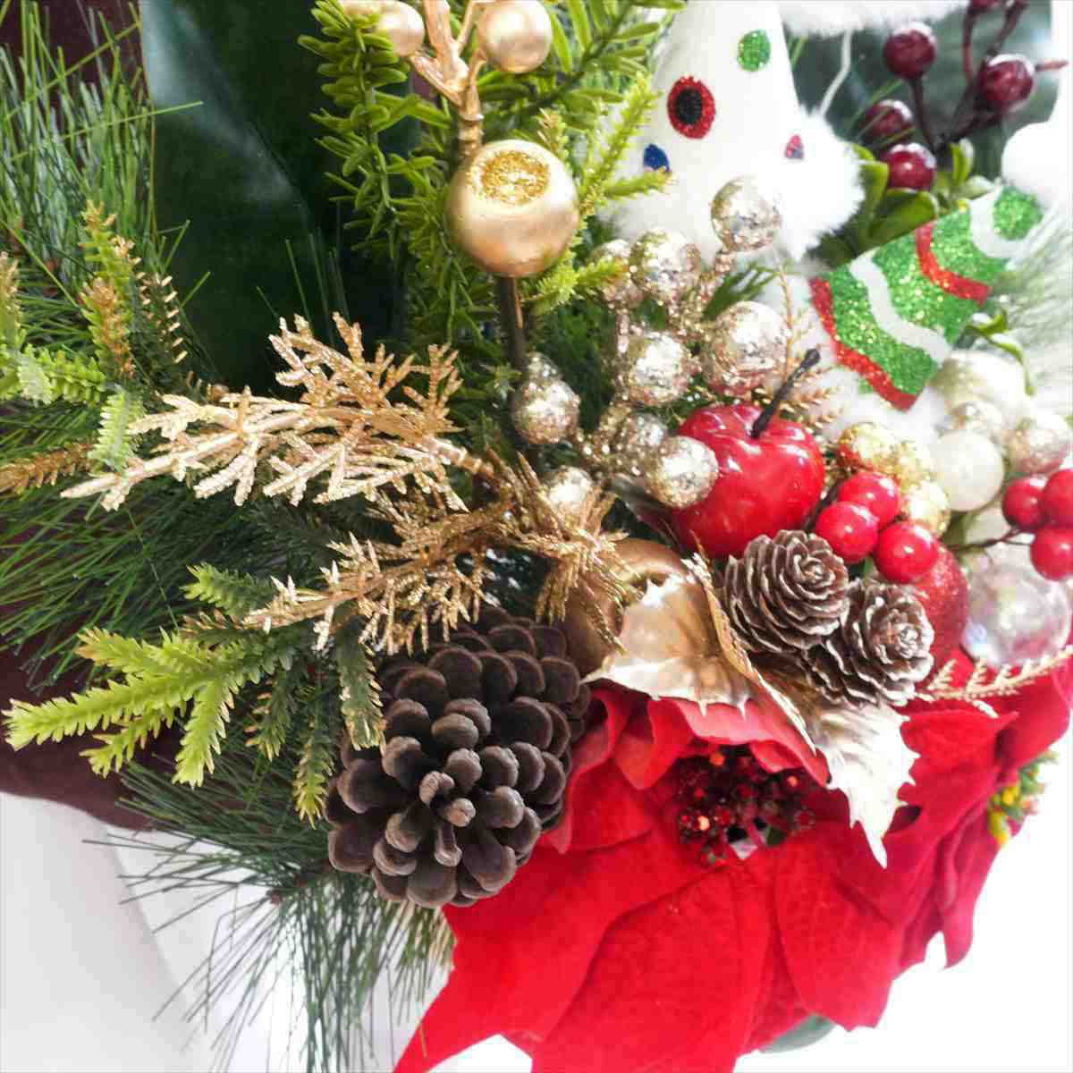 ★58-53-4-1 ポインセチア造花アレンジ高さ42cm