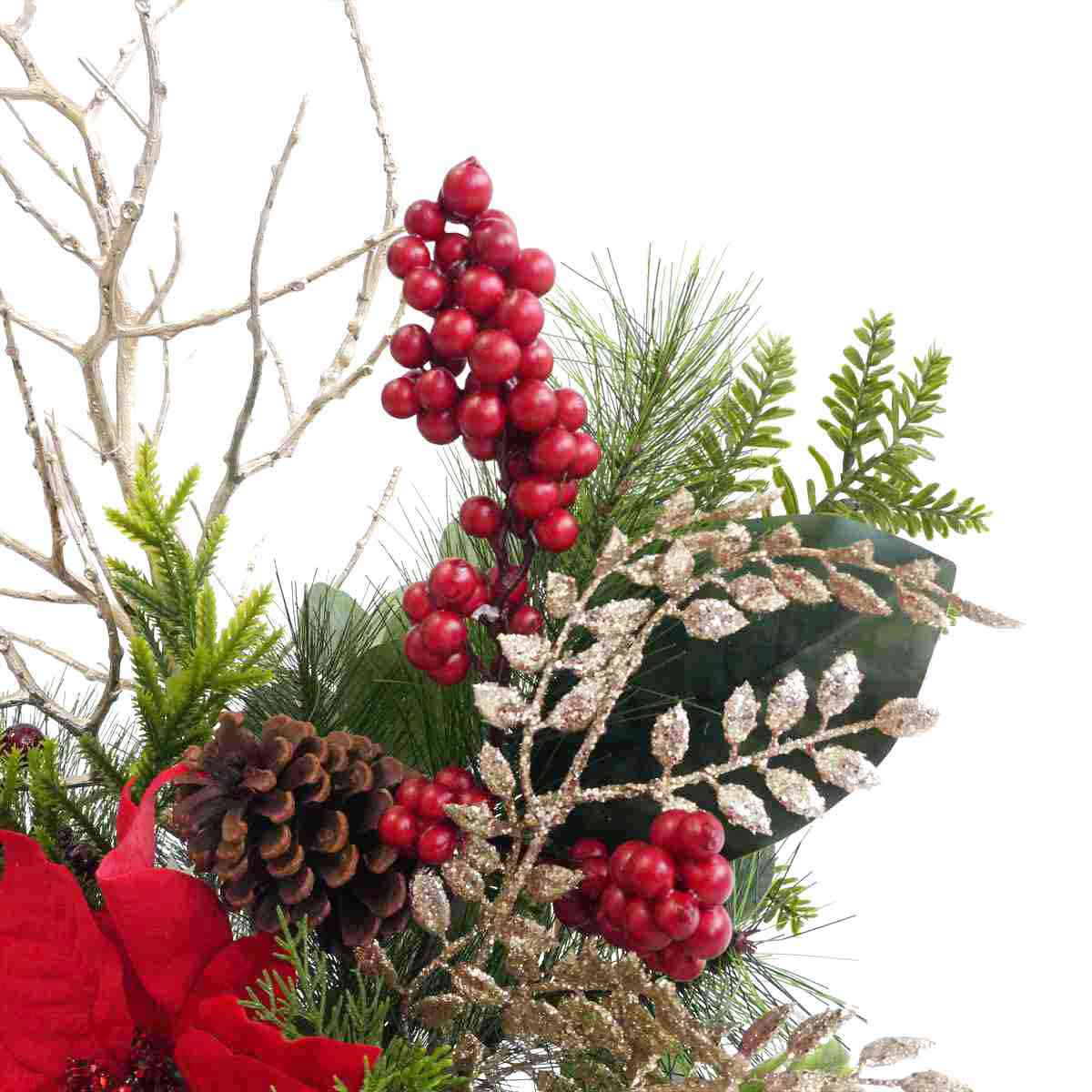 ★58-54-4-1 クラシカルポインセチア造花アレンジ高さ72cm