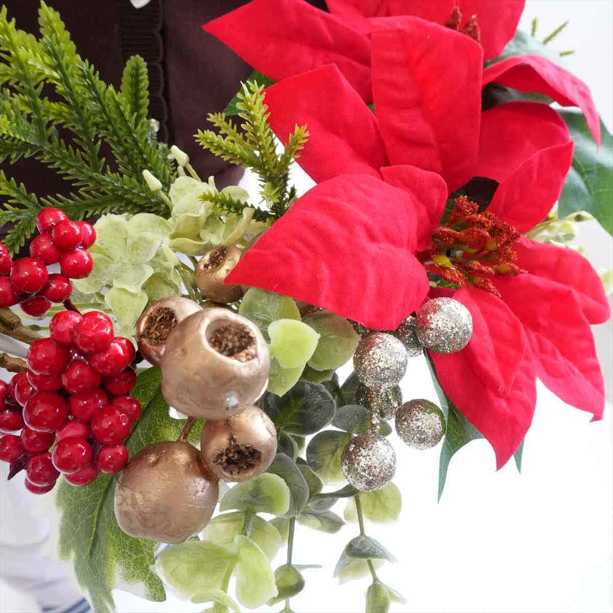 ★58-54-5-1 ポインセチア造花リース幅45cm