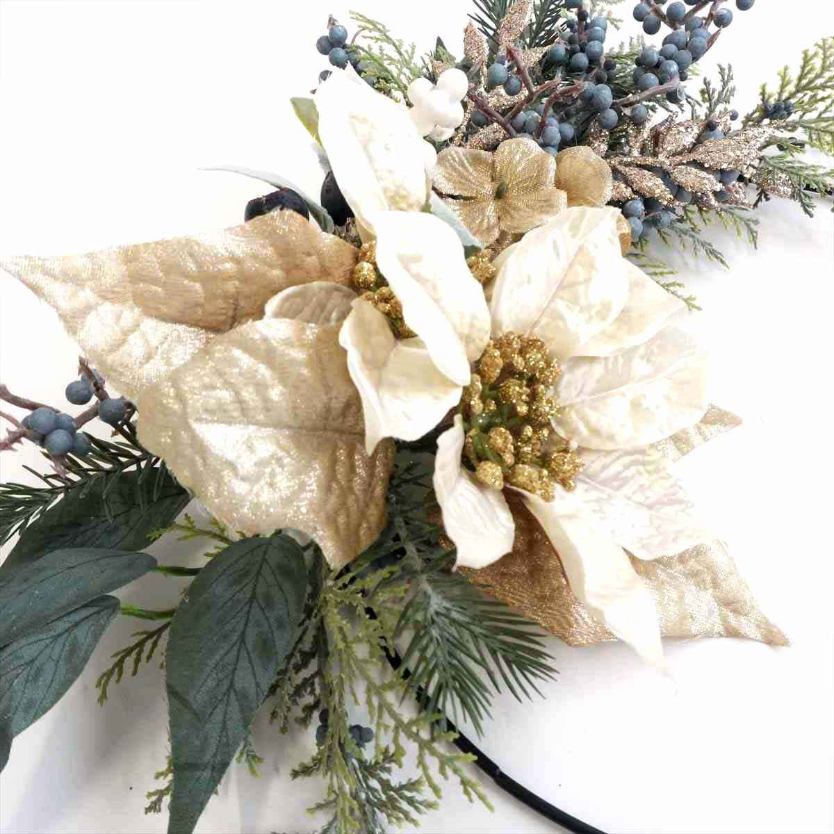 ★58-55-2-1 ウィンターポインセチア造花リース