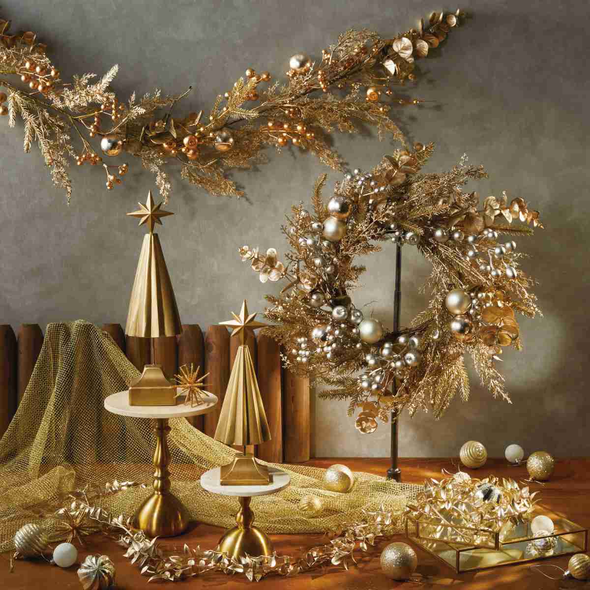 ★58-57-5-1 メタルテーブルクリスマスツリーゴールド(小)