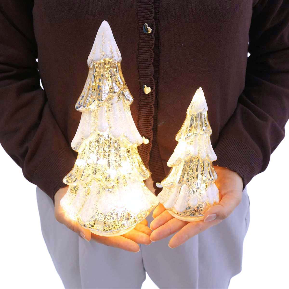 ★58-58-1-1 LEDガラスクリスマスツリーライトスタンド 小