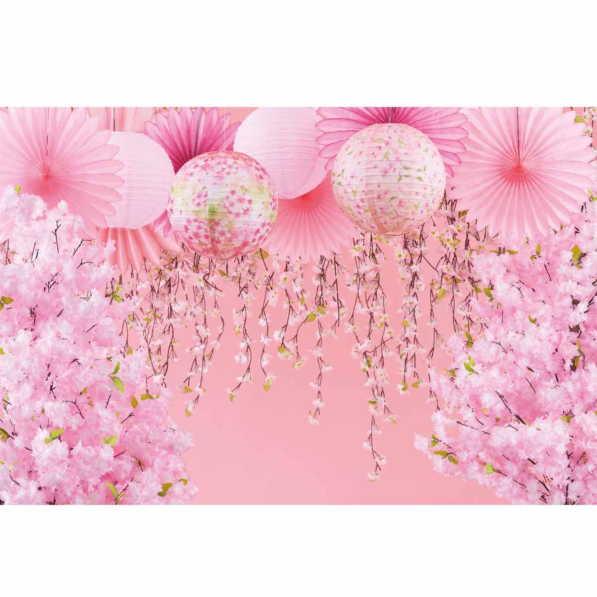 ★53-2-2-2 紙製ちょうちんピンク(白桜)