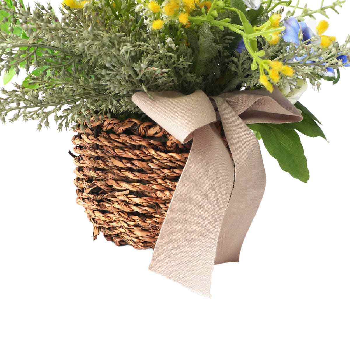 ★53-17-4-1 ミモザ盛カゴアレンジ 高さ8cm