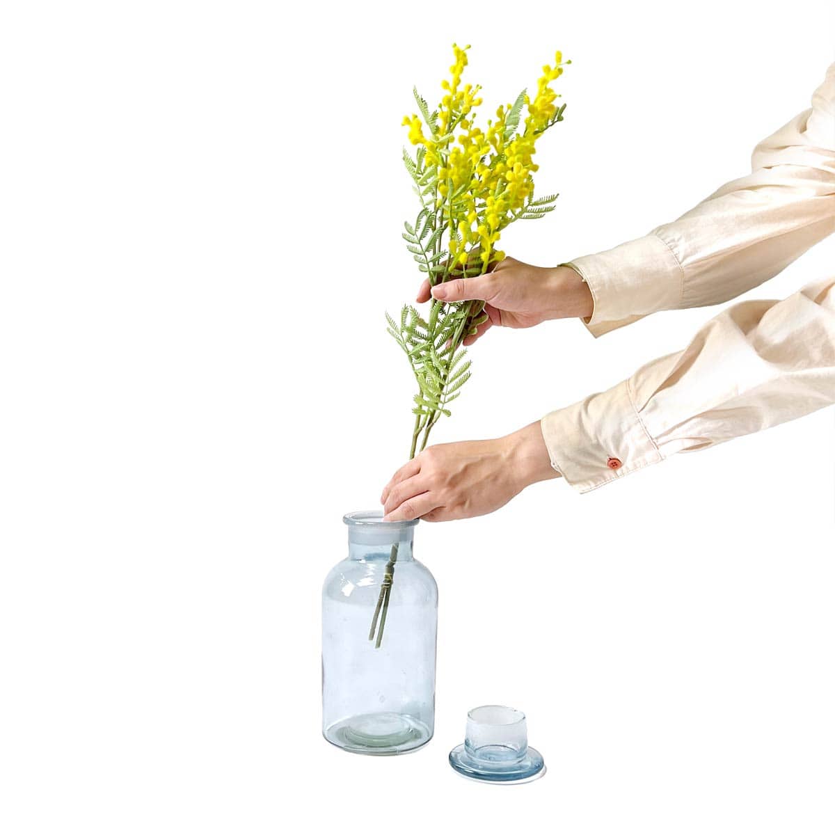 ★53-17-9-1 12本 ミモザ造花スプレーセット54cm