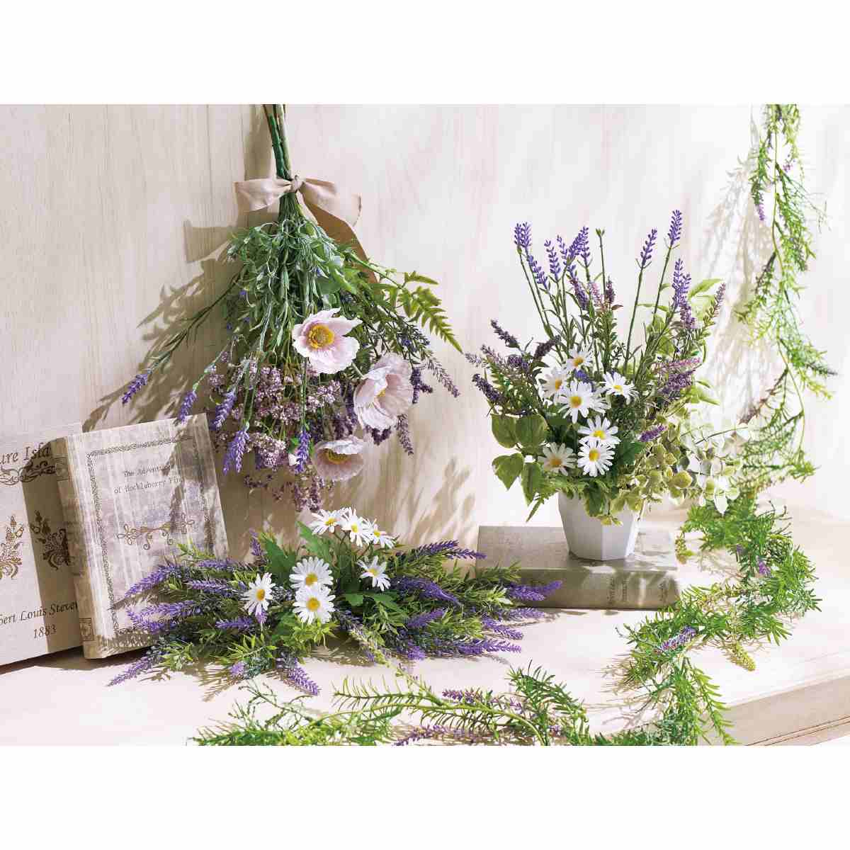 ★53-19-2-1 ラベンダー造花スワッグ43cm