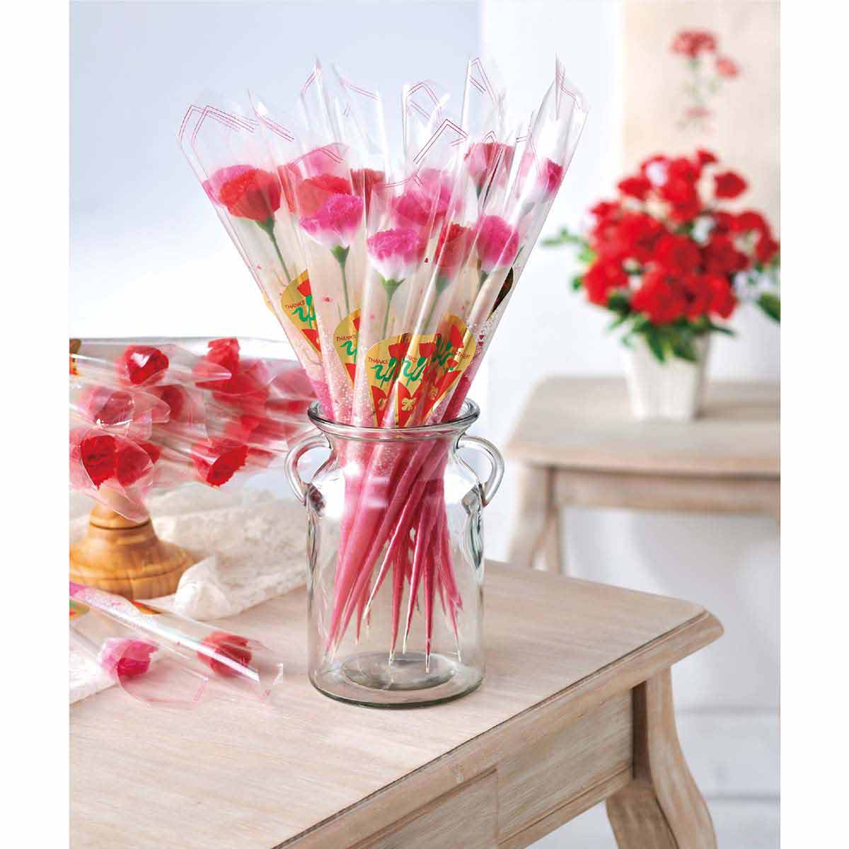 ★53-55-4-2 カーネーションラップ巻 ピンク(長さ27cm)