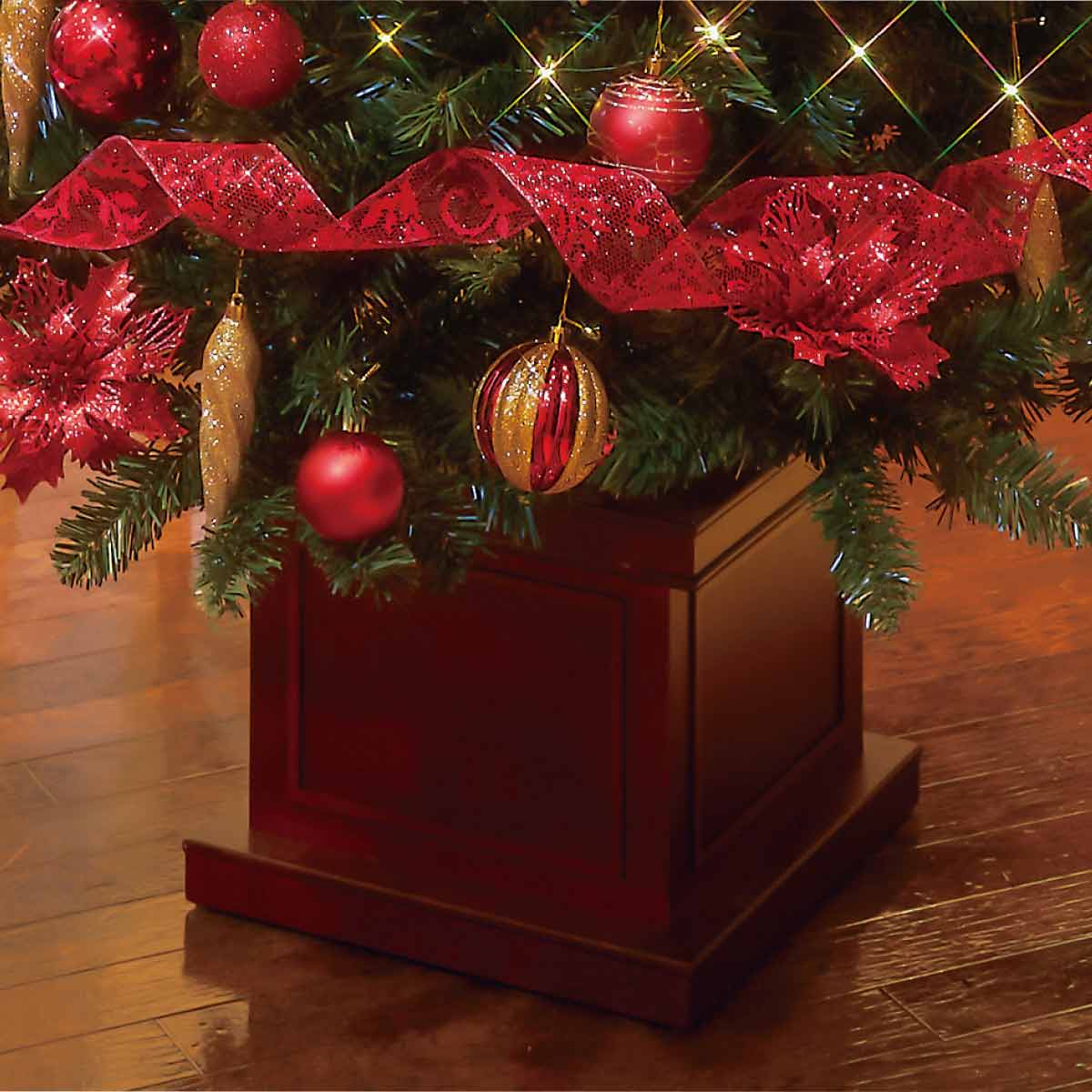 ★58-12-1-3 木製ベースクリスマスツリーセット レッド高さ210×幅112cm