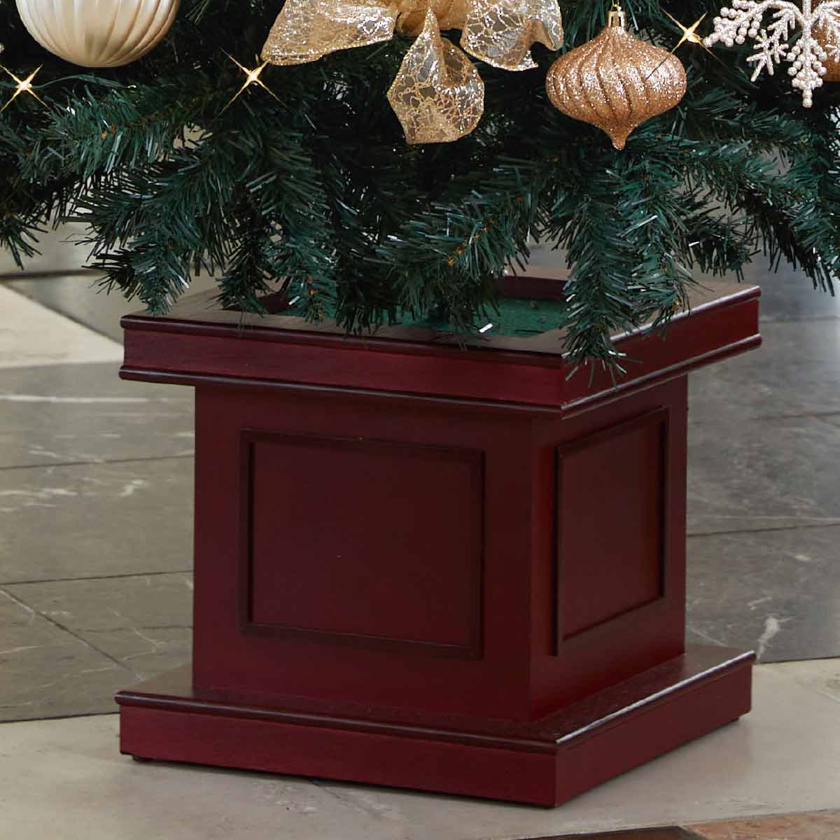 ★58-17-2-1 スクエアベースクリスマスツリーセット シャンパンゴールド高さ150×幅82cm