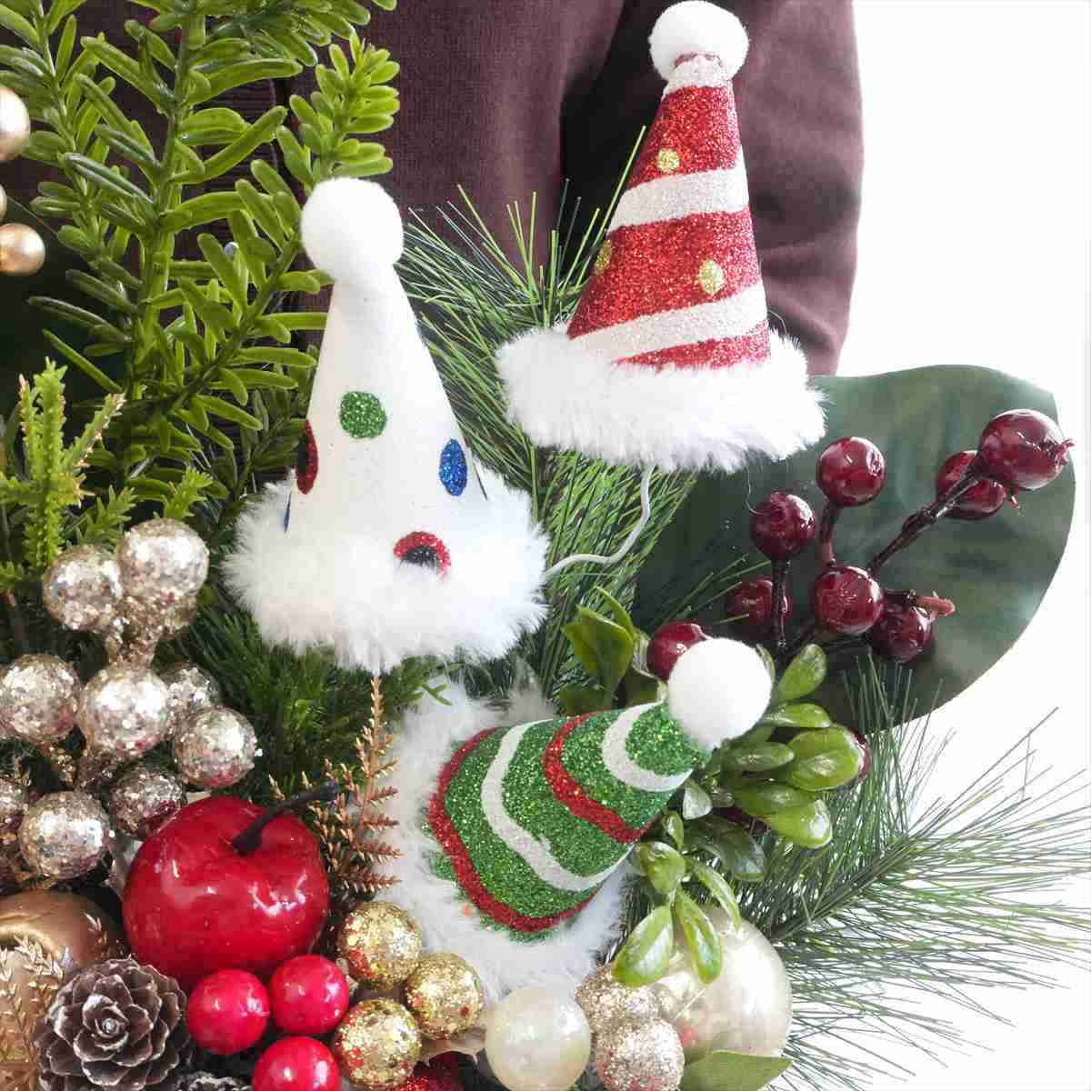 ★58-53-4-1 ポインセチア造花アレンジ高さ42cm