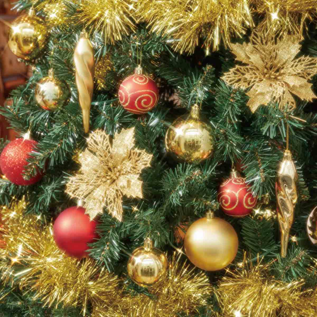 ★58-12-2-1 木製ベースクリスマスツリーセット ゴールド高さ150×幅82cm