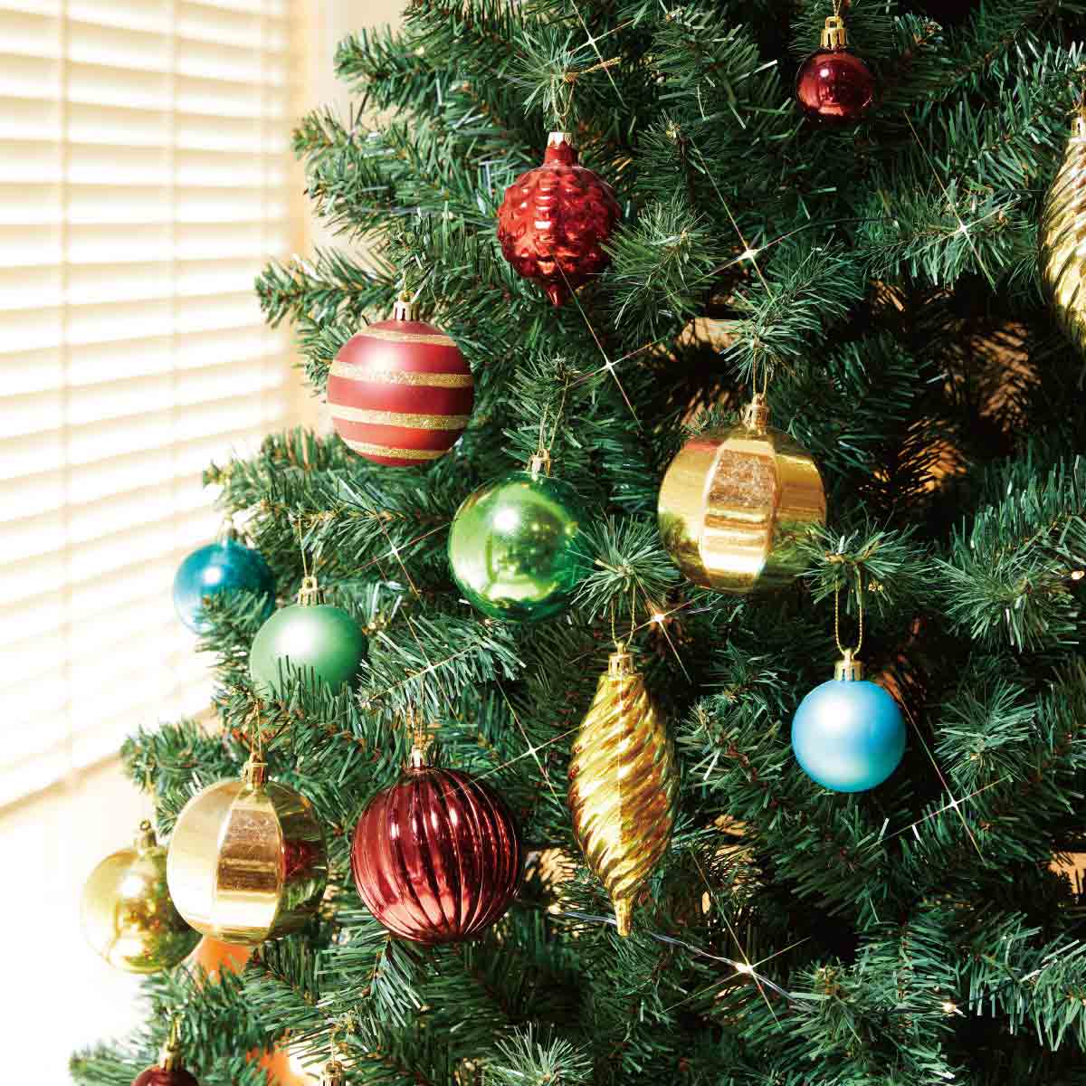 ★58-13-3-4 ウッドポットクリスマスツリーセット カラフル高さ240×幅130cm