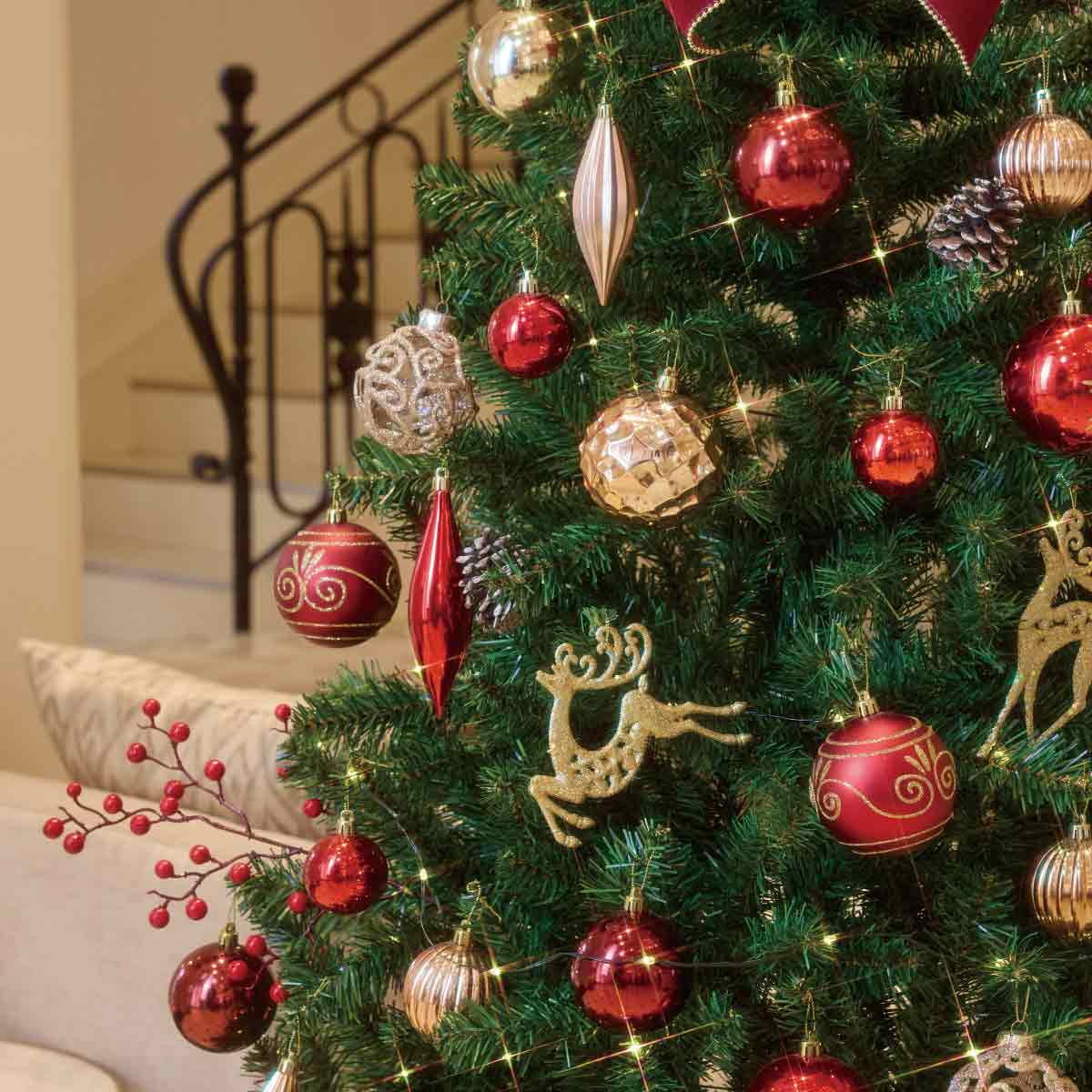 ★58-17-3-3 ラグジュアリークリスマスツリーセット レッド高さ240×幅130cm