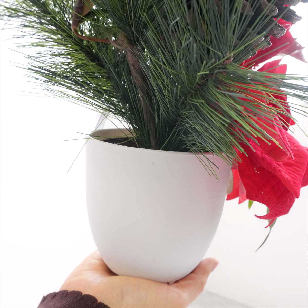 ★58-53-4-1 ポインセチア造花アレンジ高さ42cm