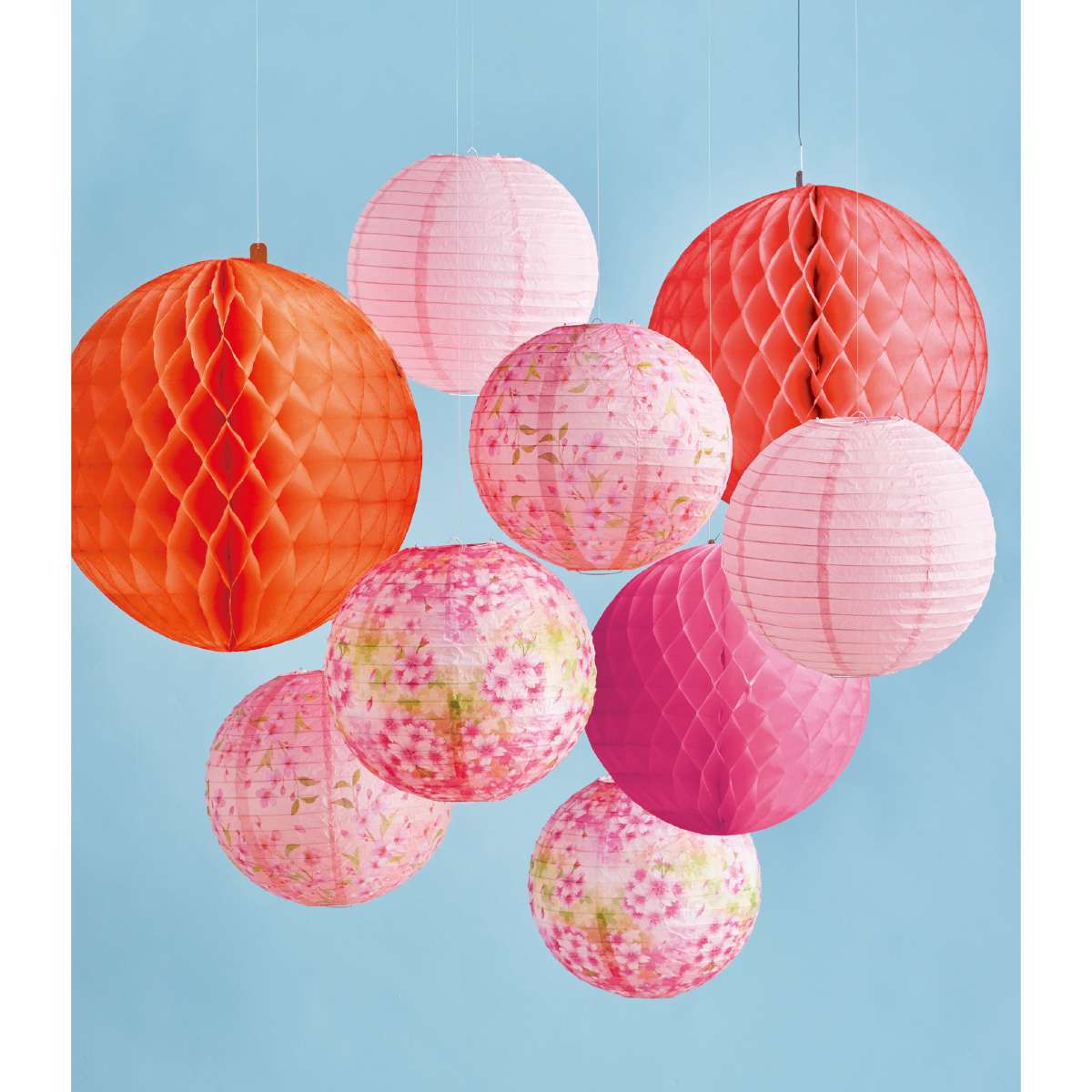 ★53-2-2-2 紙製ちょうちんピンク(白桜)