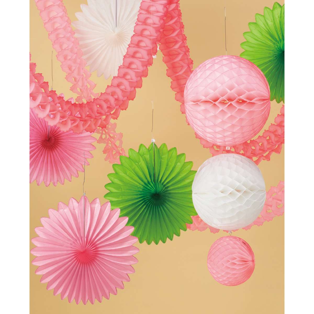 ★53-14-2-2 ハニカムラウンドペーパーファン44cm(ピンク)