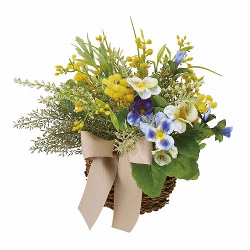 ★53-17-4-1 ミモザ盛カゴアレンジ 高さ8cm