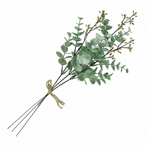 ★53-18-3-1 ケイティユーカリ造花バンドル38cm(シルバーグリーン)