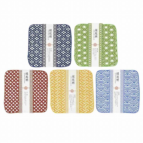 ★53-30-6-1 100枚 縁起柄タオルハンカチ