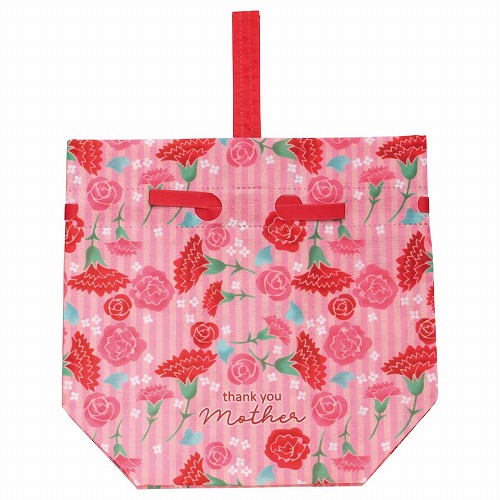 ★53-50-3-1 20枚 手提げ巾着 母の日カーネーション