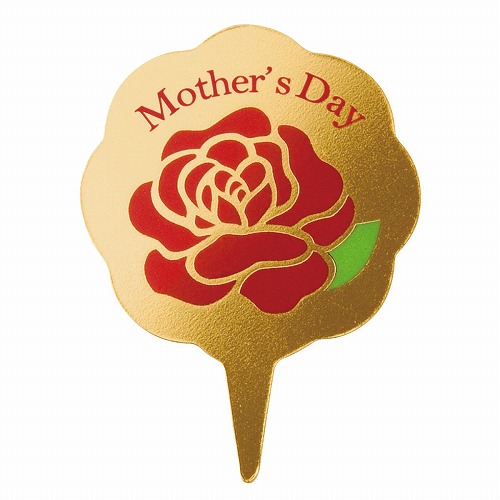 ★53-50-9-3 100枚 母の日ケーキピック(ゴールド)