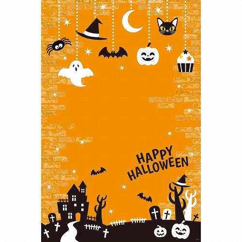 ★57-100-66-1 バックグラウンドシート ハロウィンレンガ145x220cm