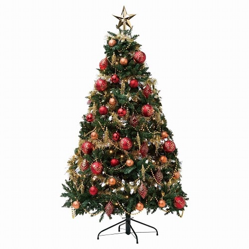 ★58-10-1-2 コンチネンタルクリスマスツリーセット レッド(高さ180×幅110cm)