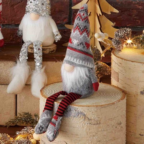 ★58-102-1-6 ノルディックサンタ足ブラ グレー&レッド