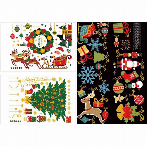 ★58-107-3-1 ウォールステッカー クリスマスツリー&トナカイ