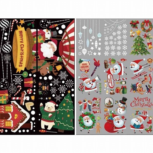 ★58-107-5-1 ウインドウステッカー 気球&クリスマス