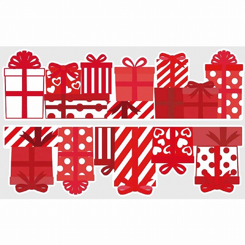 ★58-109-4-1 ウインドウステッカー プレゼントボックスレッド