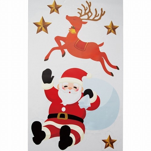 ★58-109-6-1 ウインドウステッカー 大 サンタ&トナカイ