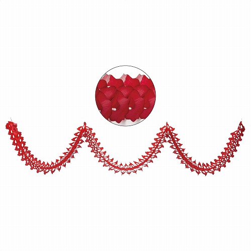 ★58-115-2-4 ハニカムクリスマスガーランド360cmレッド