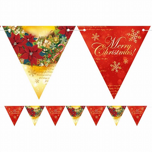 ★58-115-3-1 クリスマス三角フラッグガーランドリース(7連)